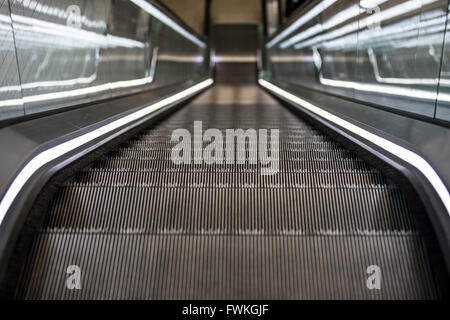 Neon Escalator Kings Cross St Pancrass Stock Photo