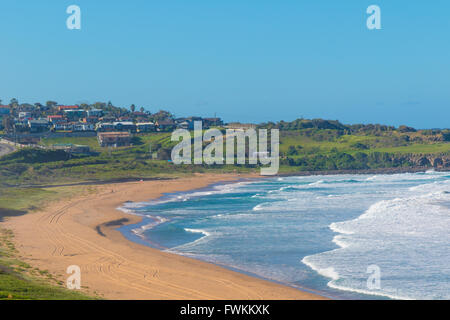 Bombo Beach, Kiama NSW  where a surfer suffered serious injuries in a shark attack on March 30th 2016 Stock Photo