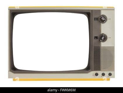 Old Television Set with Copy Space Isolated on White Background.