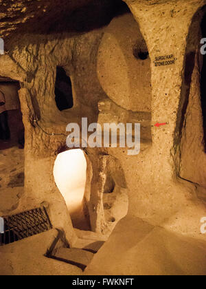 Ancient Underground City (used as shelter in times of danger) at Kaymaklı, Cappadocia, Turkey Stock Photo