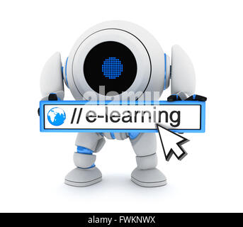 E-learnning and robot (done in 3d) Stock Photo