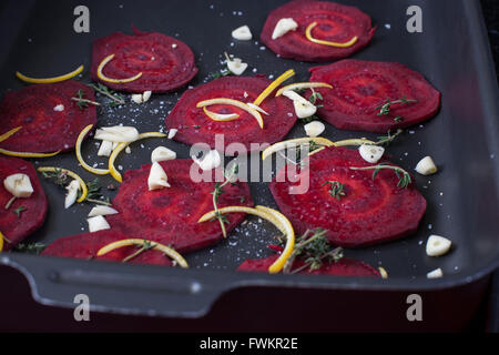 Baked beet slices. Stock Photo