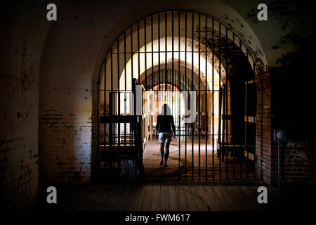 Interior of Fort Pulaski National Monument on Cockspur Island between Savannah and Tybee Island, Georgia. Stock Photo