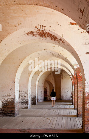 Fortifications inside Fort Pulaski National Monument on Cockspur Island between Savannah and Tybee Island, Georgia. Stock Photo