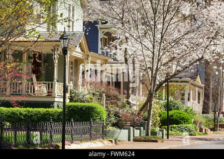 Lovely Victorian homes in historic Fourth Ward neighborhood, Charlotte, North Carolina, USA. Stock Photo