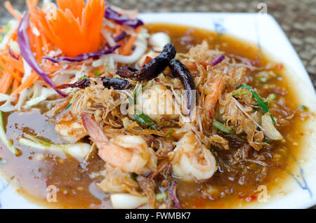 Fried shrimp with tamarind sauce. Stock Photo