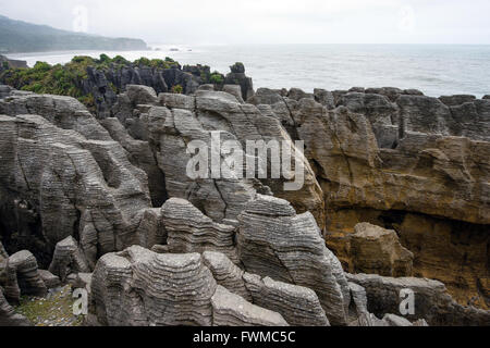Pancake rocks in Punakaiki, South island, New Zealand Stock Photo