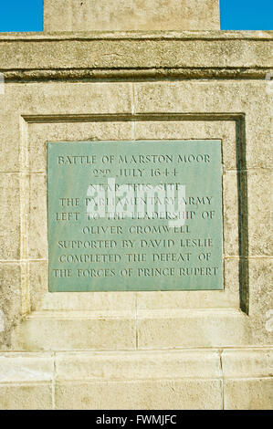 Information Plaque on Monument for the Battle of Marston Moor in 1644 Stock Photo