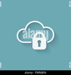 cloud computer storage with lock. concept symbol. vector illustration - eps 10 Stock Vector