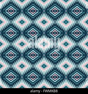 ethnic tribal seamless pattern in pink and blue colors with Aztec motifs. vector illustration - eps 8 Stock Vector
