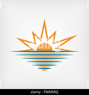 sunset over sea. vector illustration - eps 8 Stock Vector
