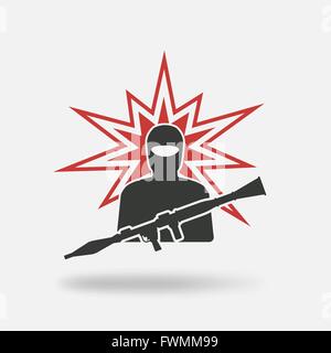 terrorist with grenade launcher. vector illustration - eps 10 Stock Vector