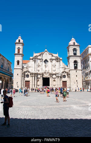 Vertical view of the Cathedral of Havana, Cuba. Stock Photo