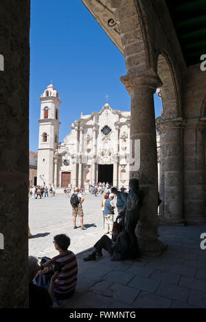 Vertical view of Cathedral of Havana, Cuba. Stock Photo