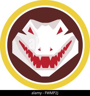 Illustration of an alligator crocodile head smiling set inside circle done in retro style viewed from the front on isolated background. Stock Vector