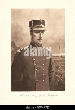 1915 The Great War Illustration of Albert I, King of the Belgians Stock Photo