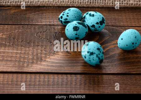 Easter eggs on rustic wooden background Stock Photo