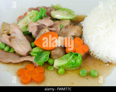 stir-fried mixed vegetables with pork Stock Photo