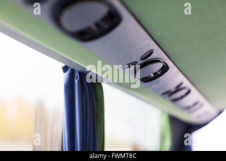 close up of travel bus speakers Stock Photo