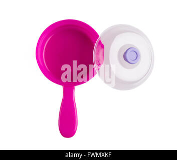 plastic pan toy with lid isolated on white background Stock Photo