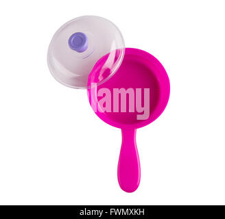 plastic pan toy with lid isolated on white background Stock Photo