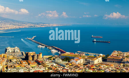 The Gulf of Naples seen from Castel Sant'Elmo Stock Photo