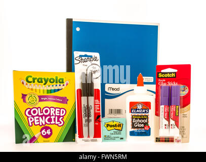 Winneconne, WI - 27 Sept 2015:  School supples someone would use during art class. Stock Photo