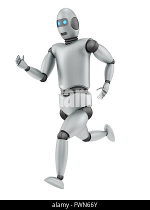 render of a running robot, isolated on white Stock Photo