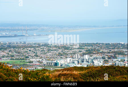 Wicklow way.Spectacular views of Dublin City from Kilmashogue hill Stock Photo