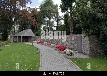 The Malmedy Massacre memorial site, Baugnez, near Malmedy, Belgium. Stock Photo