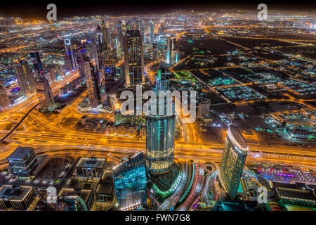 Exaltation, View of Dubai from Burj Khalifa Stock Photo