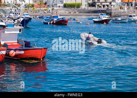 Rib or rigid inflatable boat  from the harbour in Playa San Juan, Tenerife, Canary Islands, Spain. Stock Photo