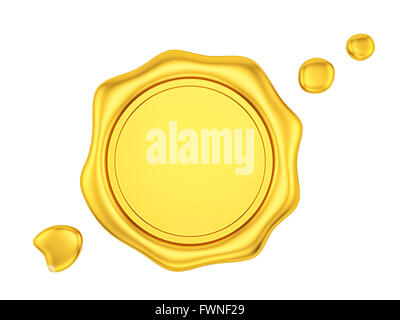 render of a gold wax seal, isolated on white Stock Photo