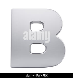 render of the letter B with brushed metal texture, isolated on white Stock Photo