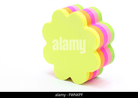 color flower shape memo stick isolated on white Stock Photo