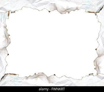 burnt edge paper with space for text on white background Stock Photo