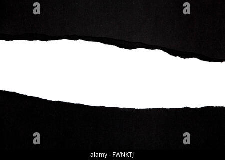 Torn black Paper with space for text on white background Stock Photo