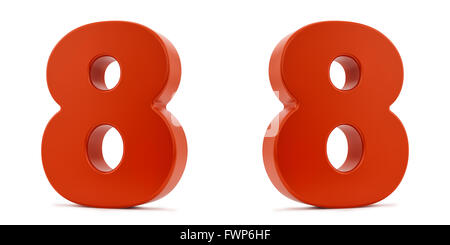 render of the number 8 from two different angles, isolated on white Stock Photo