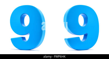 render of the number 9 from two different angles, isolated on white Stock Photo