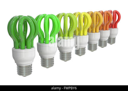 Energy efficiency chart with saving lamps concept, 3D rendering Stock Photo