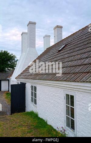 Old smokehouse with the big white chimneys in Hasle, Bornholm, Denmark Stock Photo