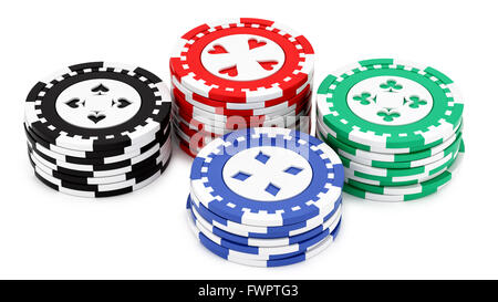 render of casino chips, isolated on white Stock Photo