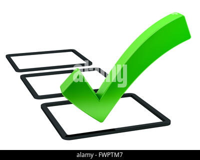 render of a check mark, isolated on white Stock Photo