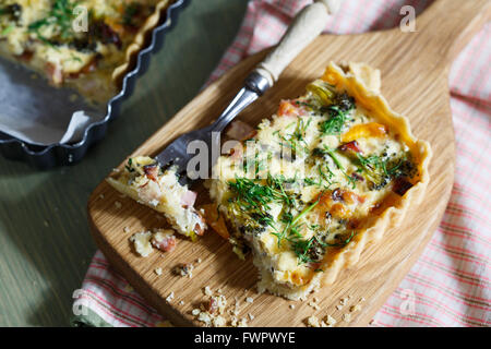 Ham and Broccoli Quiche Stock Photo