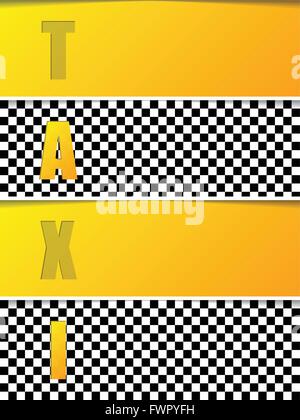 Abstract taxi brochure template with orange and checkered stripes Stock Vector