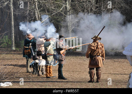 A reenactment of the Battle of Cowpens during the American Revolutionary War. Stock Photo