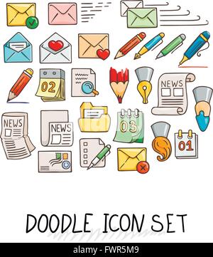 Set of Universal Doodle Icons. Bright Colors and Variety of Topics. Stock Vector