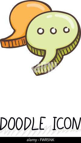 Doodle chatting icon. Text bubble. Stock Vector