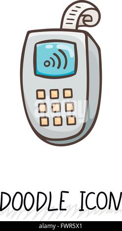 Doodle icon with credit card payment. Stock Vector