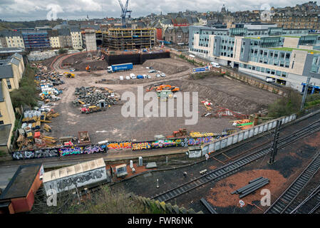 Work progressing on the controversial £150m Caltongate project in Edinburgh. Stock Photo